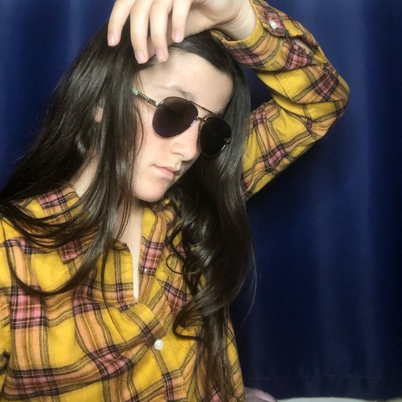 Yellow 💛 plaid shirt - Picture 2 of 4